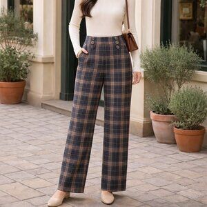 The Korner SZ 2 Bailey Plaid Pants Pockets Side Zip NWT $120